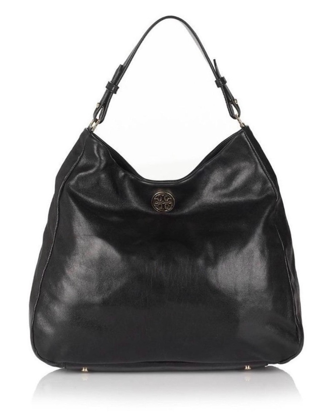 Tory Burch EUC Black Slouchy Leather Hobo Shoulder Bag